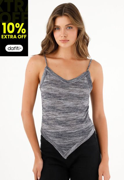 Camiseta Tipo Pañoleta Gris Para Mujer