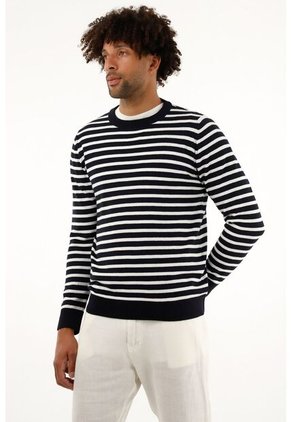 Tennis Buzo Azul Con Diseño A Rayas Para Hombre