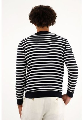 Tennis Buzo Azul Con Diseño A Rayas Para Hombre