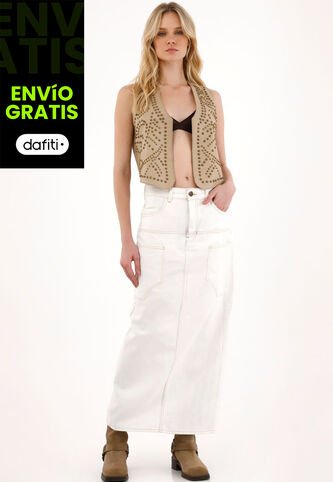 Tennis Falda Larga En Bull Denim Crudo Para Mujer Tennis