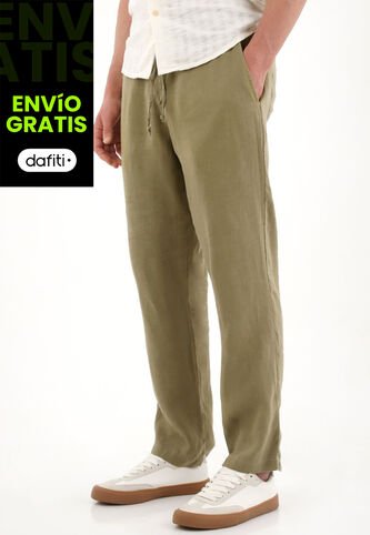 Tennis Pantalón Chino En 100% Lino Verde Para Hombre Tennis