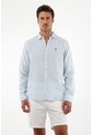 Tennis Camisa Azul En Lino Para Hombre de Tennis