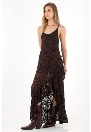 Tennis Vestido Largo Café Con Boleros Para Mujer