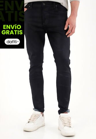 Tennis Jean Super Skinny De Tiro Medio Con Efecto Cuero Para Hombre Tennis