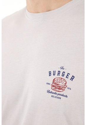 Tennis Camiseta Gris Estampada Para Hombre