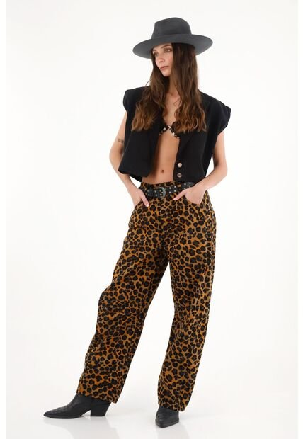 Pantalón Estampado Animal Print Para Mujer