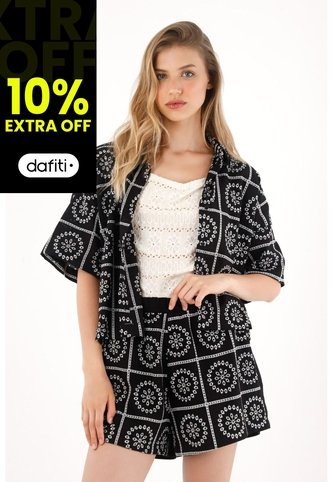 Tennis Camisa En Tela Bordada Negra Para Mujer Tennis