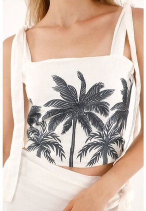 Tennis Camisa Crop Con Diseño De Palmeras Para Mujer