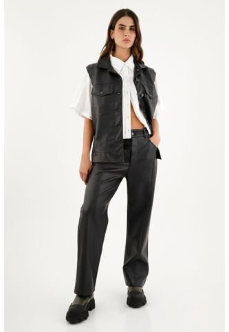 Tennis Chaleco Negro En Cuero Sintético Para Mujer Tennis