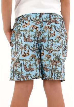 Pantaloneta De Baño Azul Con Estampado Playero Nocturno Para Niño
