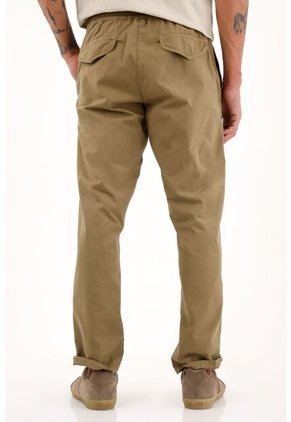 Pantalón Recto Con Cordón En Pretina Café Para Hombre
