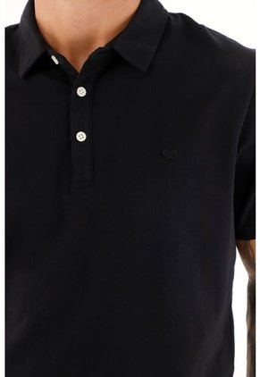 Tennis Polo Negra Con Raqueta Bordada Para Hombre
