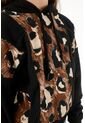 Buzo Hoodie Negro Con Estampado Animal Print Para Niña de Tennis