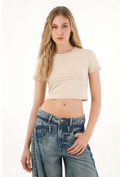 Tennis Camiseta Ajustada Tipo Crop Crudo Para Mujer