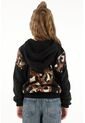 Buzo Hoodie Negro Con Estampado Animal Print Para Niña de Tennis
