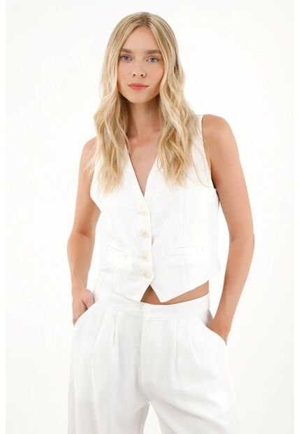 Tennis Chaleco En Tela Liviana Crudo Para Mujer