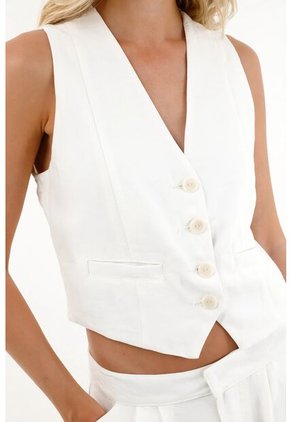 Tennis Chaleco En Tela Liviana Crudo Para Mujer