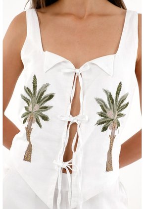 Tennis Chaleco Con Ajuste De Sesgos Blanco Para Mujer