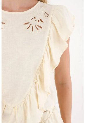 Tennis Camisa Manga Sisa Con Boleros Crudo Para Mujer