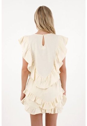 Tennis Camisa Manga Sisa Con Boleros Crudo Para Mujer