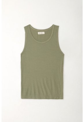 Tennis Camiseta Manga Sisa Verde Con Acabado Natural Para Mujer
