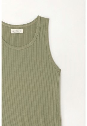 Tennis Camiseta Manga Sisa Verde Con Acabado Natural Para Mujer