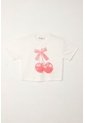 Camiseta Básica Con Estampado De Cerezas Crudo Para Niña de Tennis
