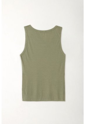 Tennis Camiseta Manga Sisa Verde Con Acabado Natural Para Mujer
