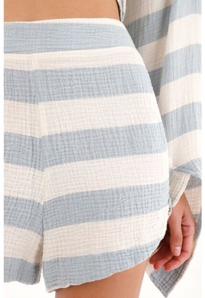 Tennis Short Con Diseño Estampado A Rayas Azules Para Mujer