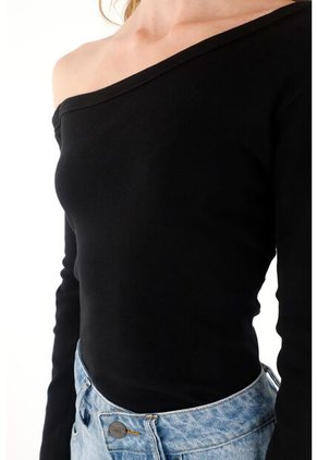 Tennis Camiseta Negra Con Escote Asimétrico Para Mujer