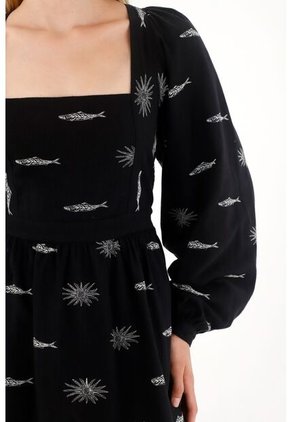 Tennis Vestido Corto Con Estampado De Peces Para Mujer