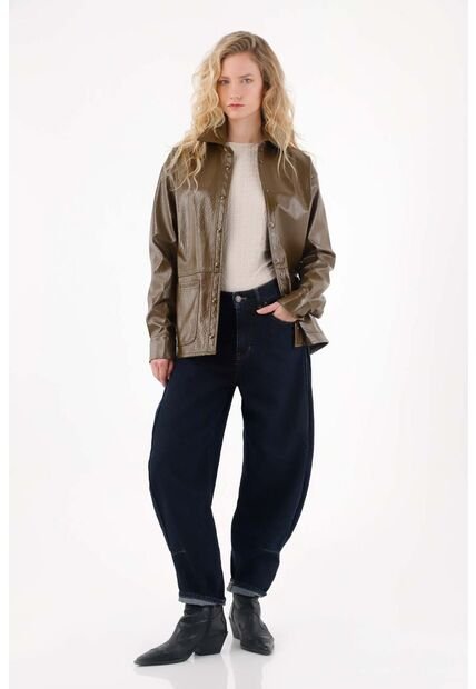 Tennis Jean Slouchy Con Prense Decorativo Azul Para Mujer