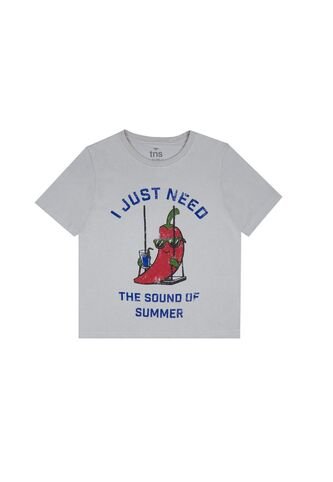 Camiseta Gris Con Estampado Para Niño Tennis