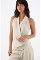 Tennis Camisa Sin Mangas Para Mujer En Poliéster Beige Fit Relajado Con Escote Halter Drapeado de Tennis