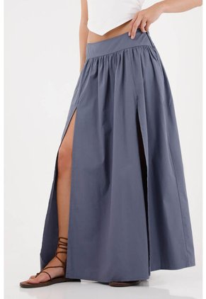 Tennis Falda Larga Con Aberturas En Frente Gris Para Mujer