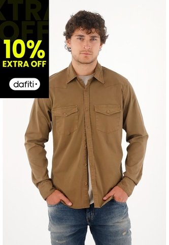 Tennis Camisa En Dril Con Bolsillos Verde Para Hombre Tennis