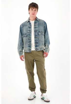Tennis Pantalón Tipo Jogger De Pretina Elástica Verde Para Hombre