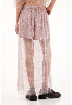 Tennis Falda Larga Con Transparencia Y Bordados Para Mujer