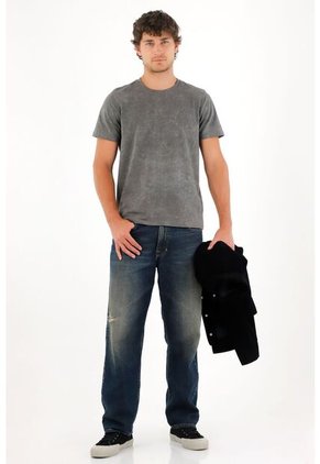 Tennis Camiseta Básica Con Efecto Desgastado Gris Para Hombre