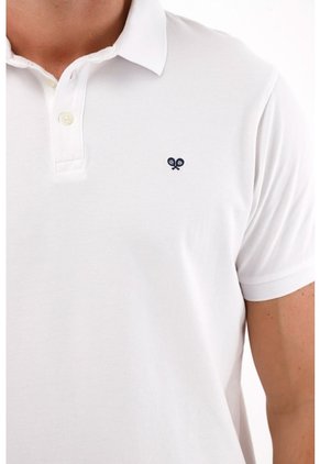 Tennis Polo Blanca Slim Fit Lycra-algodón Para Hombre