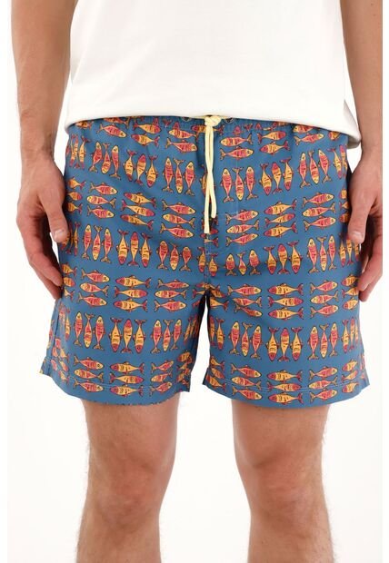 Tennis Pantaloneta De Baño Con Estampado De Peces Para Hombre