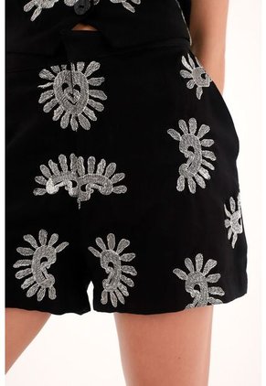 Tennis Bermuda Corta Con Brillos Y Bordados Para Mujer