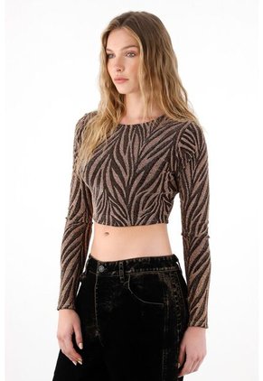 Tennis Camiseta Crop Animal Print Brillante Para Mujer