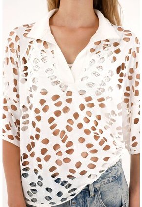 Tennis Camisa Color Crudo Tejida Para Mujer