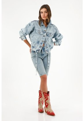 Tennis Bermuda Midi En Denim Para Mujer
