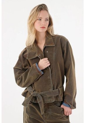 Tennis Chaqueta En Tela Velvet Con Cinturón Para Mujer