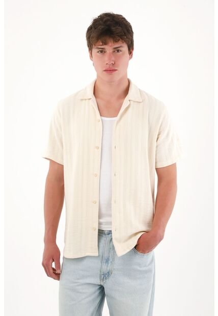 Tennis Camisa Tipo Bowling A Rayas Crudo Para Hombre