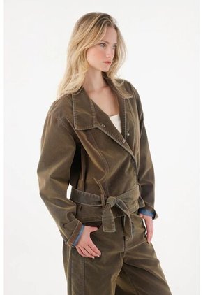 Tennis Chaqueta En Tela Velvet Con Cinturón Para Mujer