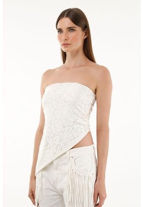 Tennis Camisa Strapless Tipo Encaje Para Mujer