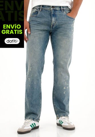 Tennis Jean Recto Con Efecto Salpicado Azul Para Hombre Tennis